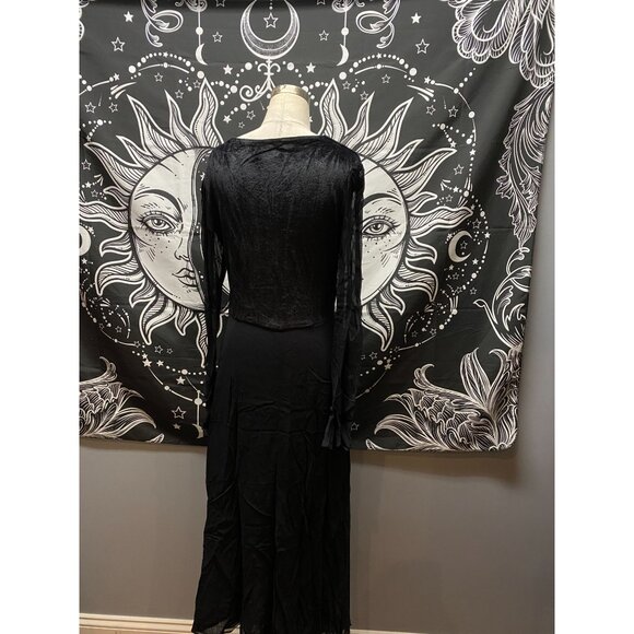 Mevisto black v neck half velvet cocktail dress sz 8 - Picture 4 of 6